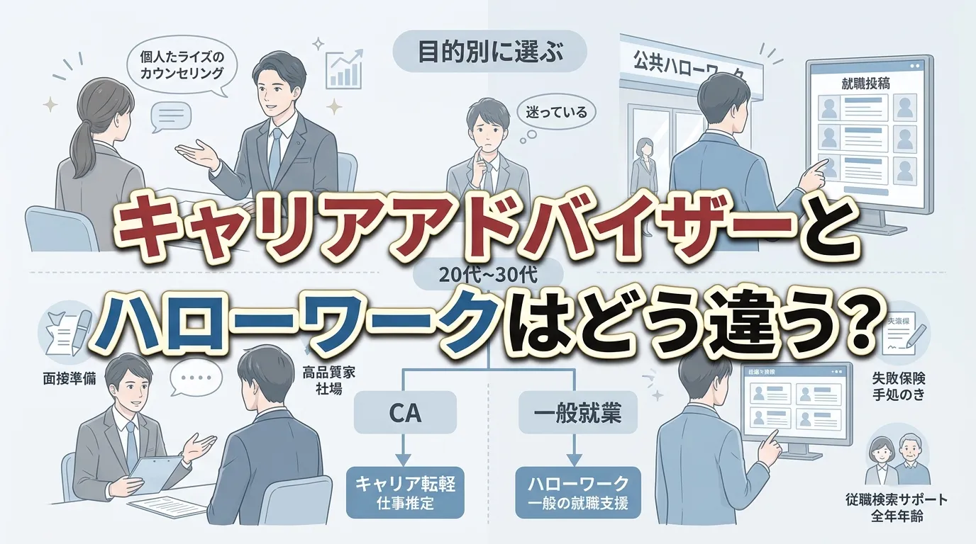 転職エージェントのキャリアアドバイザーとハローワーク
